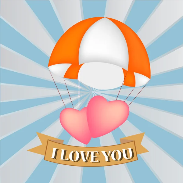Coeur en parachute, vecteur — Image vectorielle