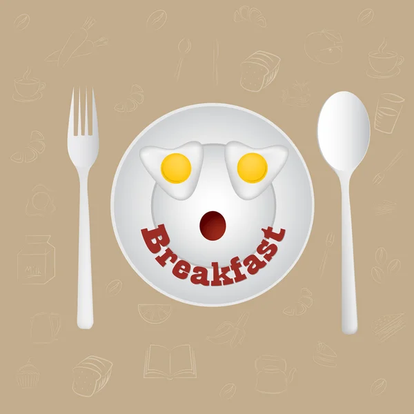 Happy Face Frying Eggs pequeno-almoço. Vetor . — Vetor de Stock