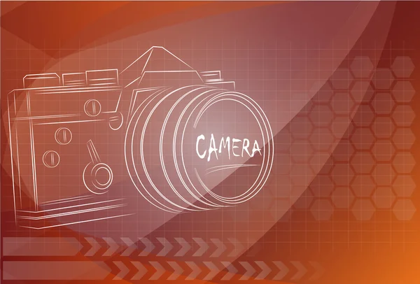 Disegno della fotocamera su sfondo tecnologia, illustrazione vettoriale . — Vettoriale Stock