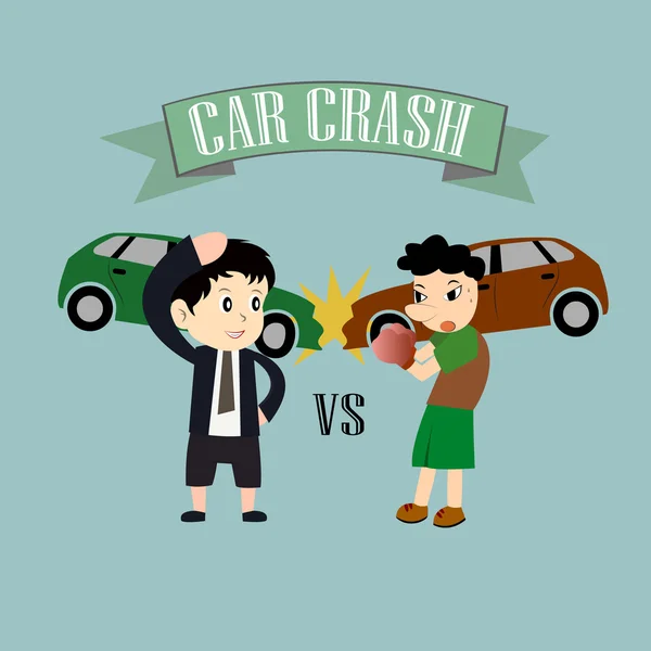 Two drivers arguing after car accident — Stock Vector