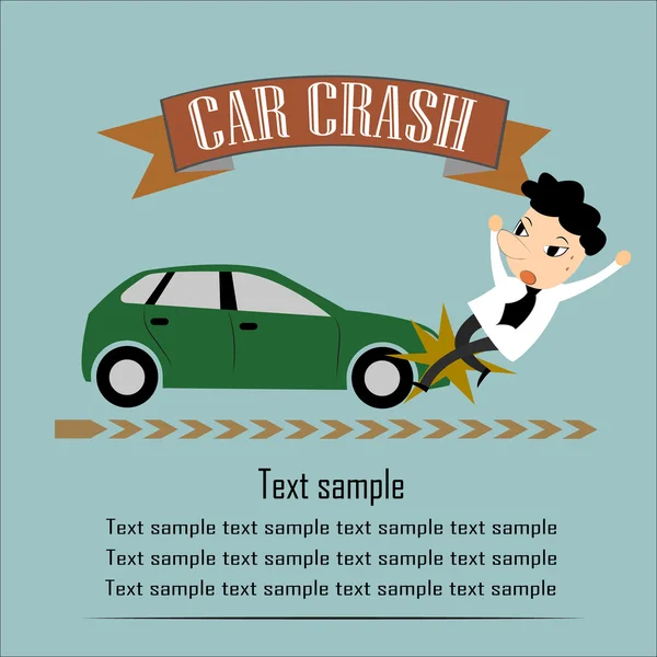 Veiligheid op de weg, man over te worden geraakt door een auto, vectorillustratie — Stockvector