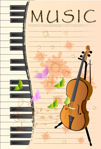 Иллюстрация скрипки на красочном абстрактном фоне гранжа — стоковый вектор