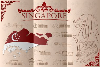 Singapur infographics, istatistiksel veri, manzaraları. Vektör illustr