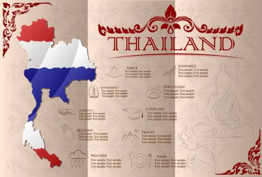 Tayland infographics, istatistiksel veri, manzaraları. Vektör illustra