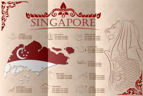 Infografica Singapore, dati statistici, luoghi d'interesse. Vettore illustr — Vettoriale Stock