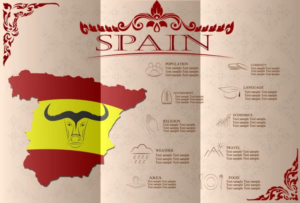 İspanya infographics, istatistiksel veri, manzaraları. Vektör — Stok Vektör