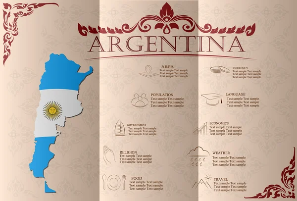 Argentina infografica, dati statistici, luoghi d'interesse. Vettore — Vettoriale Stock