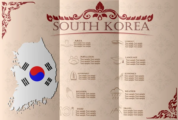 Zuid-Korea infographics, statistische gegevens, bezienswaardigheden. Vector — Stockvector