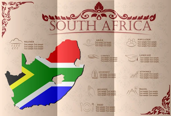 Südafrika Infografiken, statistische Daten, Sehenswürdigkeiten. Vektor — Stockvektor