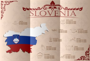 Slovenya infographics, istatistiksel veri, manzaraları. Vektör