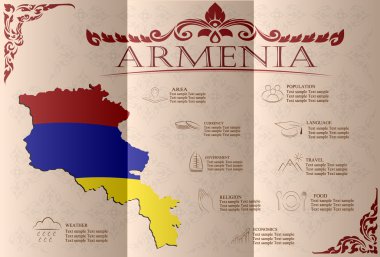 Armenia infographics, statistical data, sights. Vector clipart