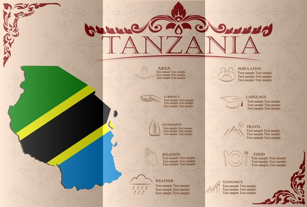 Танзанія інфографіки, статистичних даних, визначні пам'ятки. Вектор — стоковий вектор
