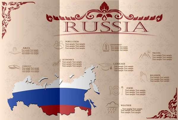 Rússia infográficos, dados estatísticos, pontos turísticos. Vetor — Vetor de Stock