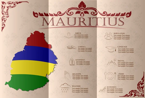 Маврикій інфографіки, статистичних даних, визначні пам'ятки. Вектор — стоковий вектор