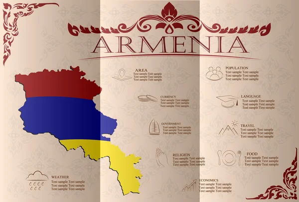 Armenien infographics, statistiska uppgifter, sevärdheter. Vektor — Stock vektor