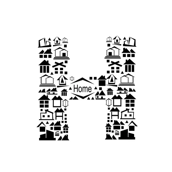 Alfabeto vettoriale astratto - H, ricavato dall'icona della casa — Vettoriale Stock