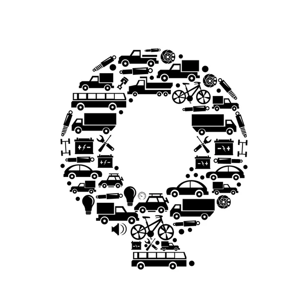 Abstract vector Alfabet - Q gemaakt van auto icon - alfabet set — Stockvector