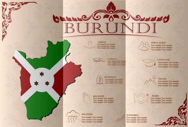 Burundi, infografías, datos estadísticos, vistas. Vector ilustra — Vector de stock