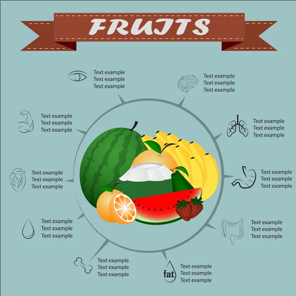 Beneficios de las frutas, vector — Archivo Imágenes Vectoriales