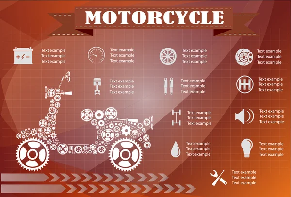 Πληροφορίες τμήματος μοτοσικλέτας. Εικονογράφηση διανύσματος — Διανυσματικό Αρχείο