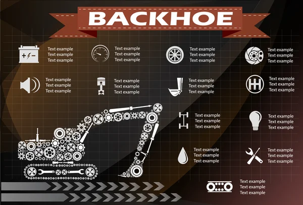 Grävlastare service, reparera Infographics. vektor illustration — Stock vektor