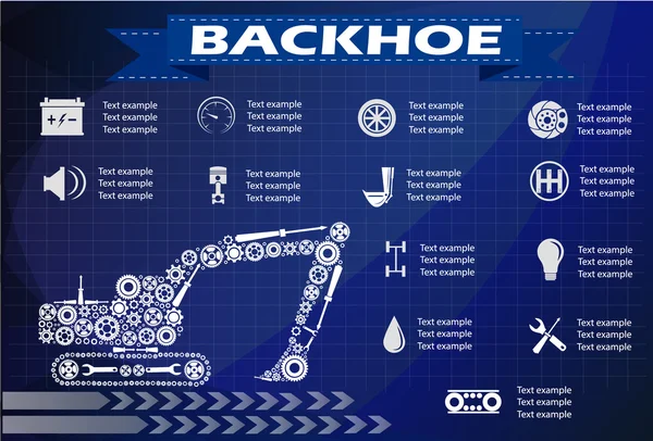 Koparko-serwis, naprawa infografiki. Ilustracja wektorowa — Wektor stockowy