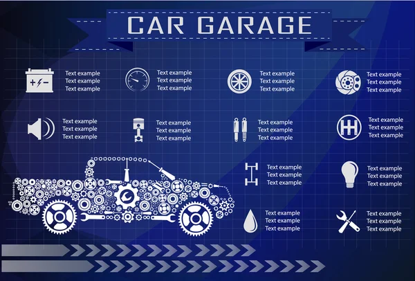 Servizio auto, riparazione Infografica. Illustrazione vettoriale — Vettoriale Stock