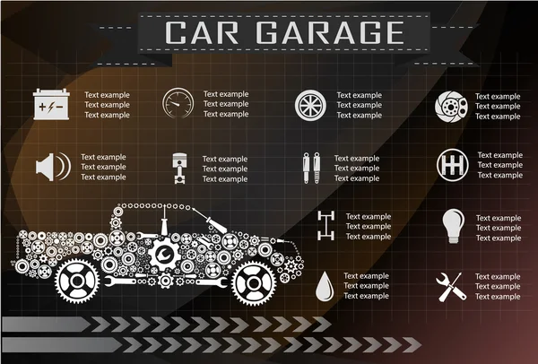 Araba servisi, Infographics 'i tamir edin. Vektör illüstrasyonu