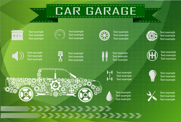 Servicio de coches, reparación de infografías. Ilustración vectorial — Archivo Imágenes Vectoriales