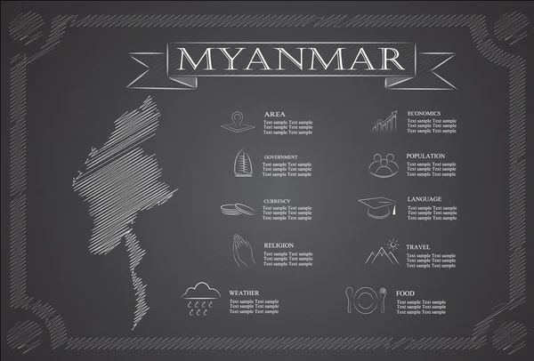 Myanmar infografica, dati statistici, luoghi d'interesse . — Vettoriale Stock