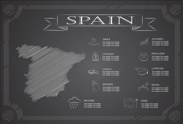 Espanha infográficos, dados estatísticos, pontos turísticos . — Vetor de Stock