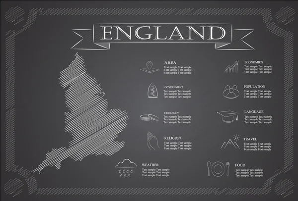 Infografica inglese, dati statistici, luoghi d'interesse . — Vettoriale Stock