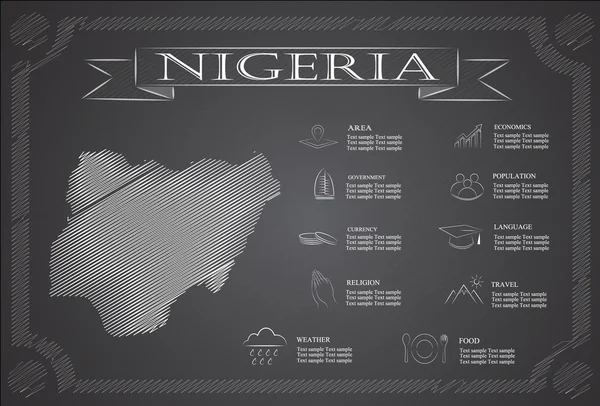 Nigéria, infographics, statisztikai adatok, látnivalók. — Stock Vector