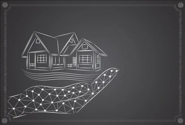 ev, gayrimenkul yatırım kavramı blackb üzerinde tutan el