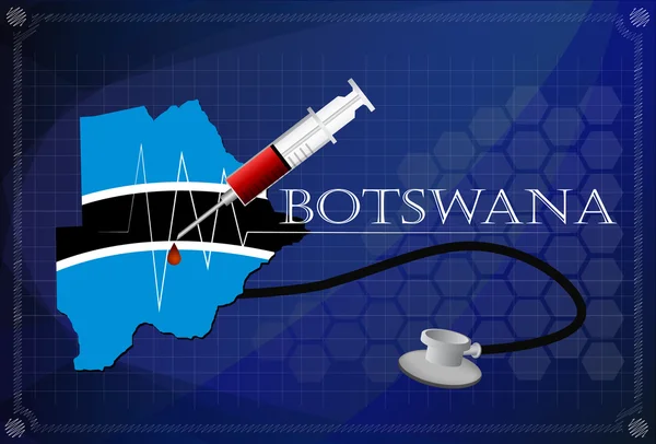 Mappa del Botswana con stetoscopio e siringa . — Vettoriale Stock