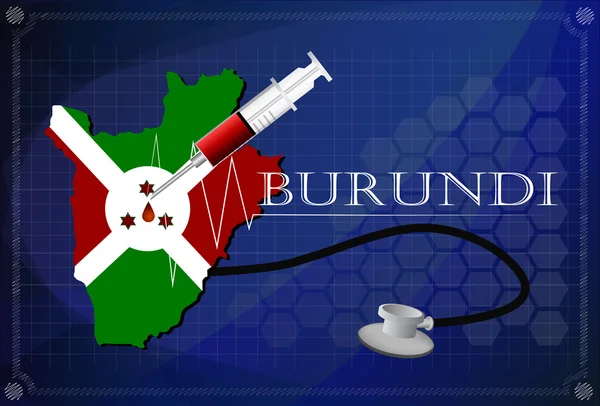 Map of Burundi with Stethoscope and syringe. — Stock Vector