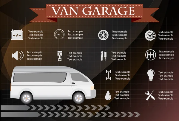 Servicio de camioneta, reparación de infografías. ilustración vectorial — Vector de stock