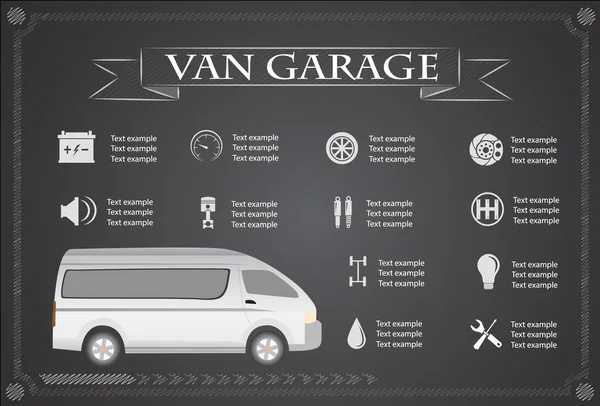 Обслуживание фургонов, ремонт инфографики. векторная иллюстрация — стоковый вектор
