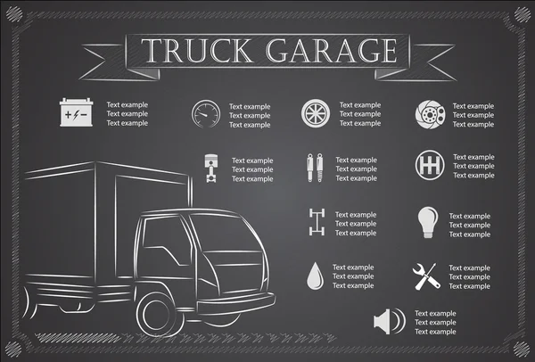 Servicio de camiones, reparación de infografías. ilustración vectorial — Vector de stock