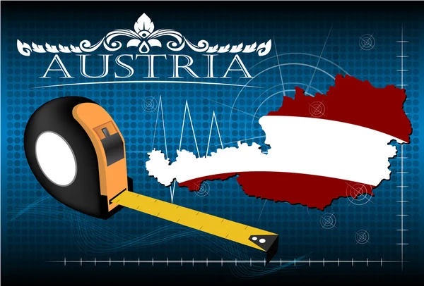 Map of Austria with ruler, vector. — Stock Vector