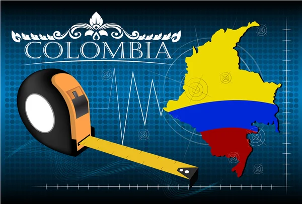 Mapa da Colômbia com régua, vetor . — Vetor de Stock