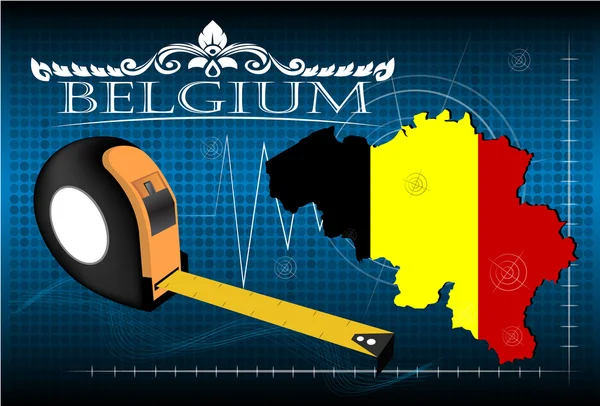 Carte de la Belgique avec règle, vecteur . — Image vectorielle