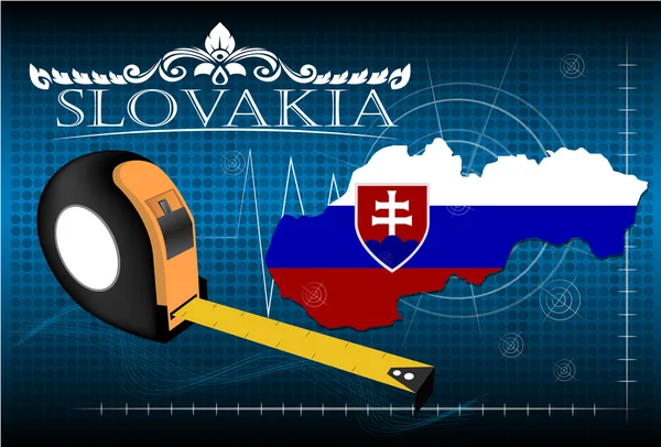 Map of Slovakia with ruler, vector. — Stock Vector