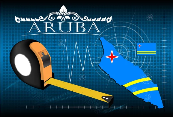 Mapa de Aruba con regla, vector . — Archivo Imágenes Vectoriales