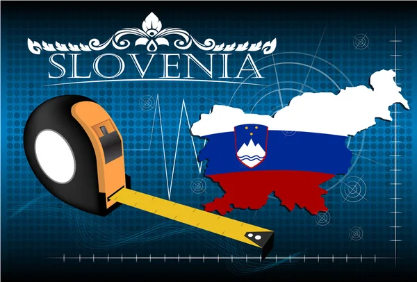 Map of Slovenia with ruler, vector. — Stock Vector