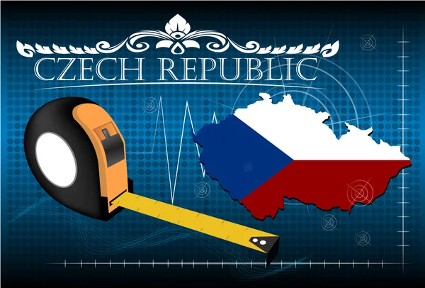 Map of Czech republic with ruler, vector. — Stock Vector