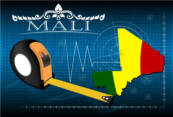 Mapa de Malí con regla, vector . — Vector de stock