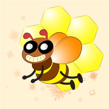 Uçan vektör mutlu karikatür arı