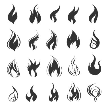 vektör siyah simgeler kümesi beyaz zemin üzerine ateş