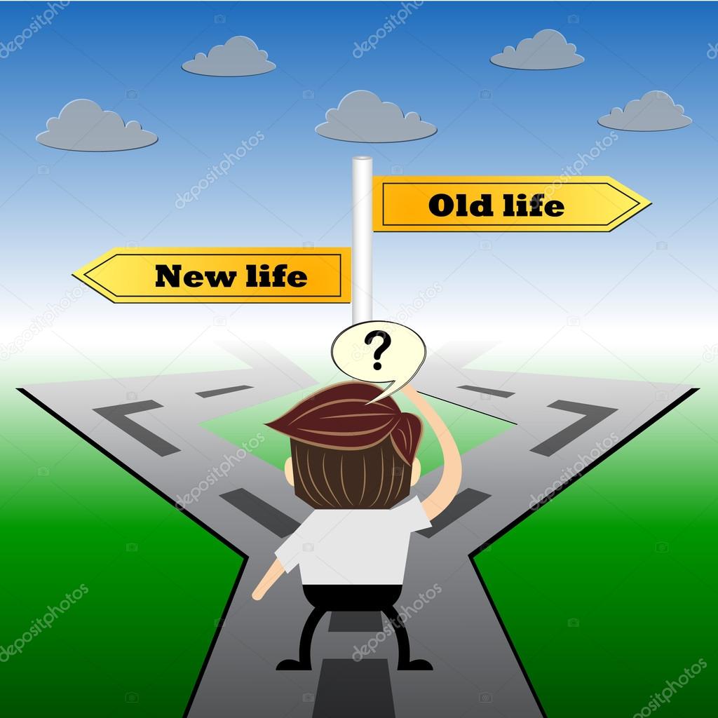 metaphor humour design , New life and old life choice